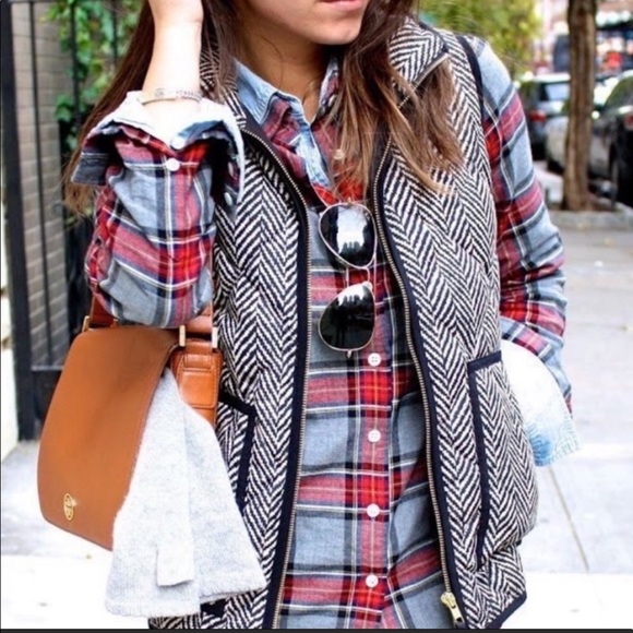 J. Crew Jackets & Blazers - J.Crew Herringbone Quilted Puffer Vest, Medium